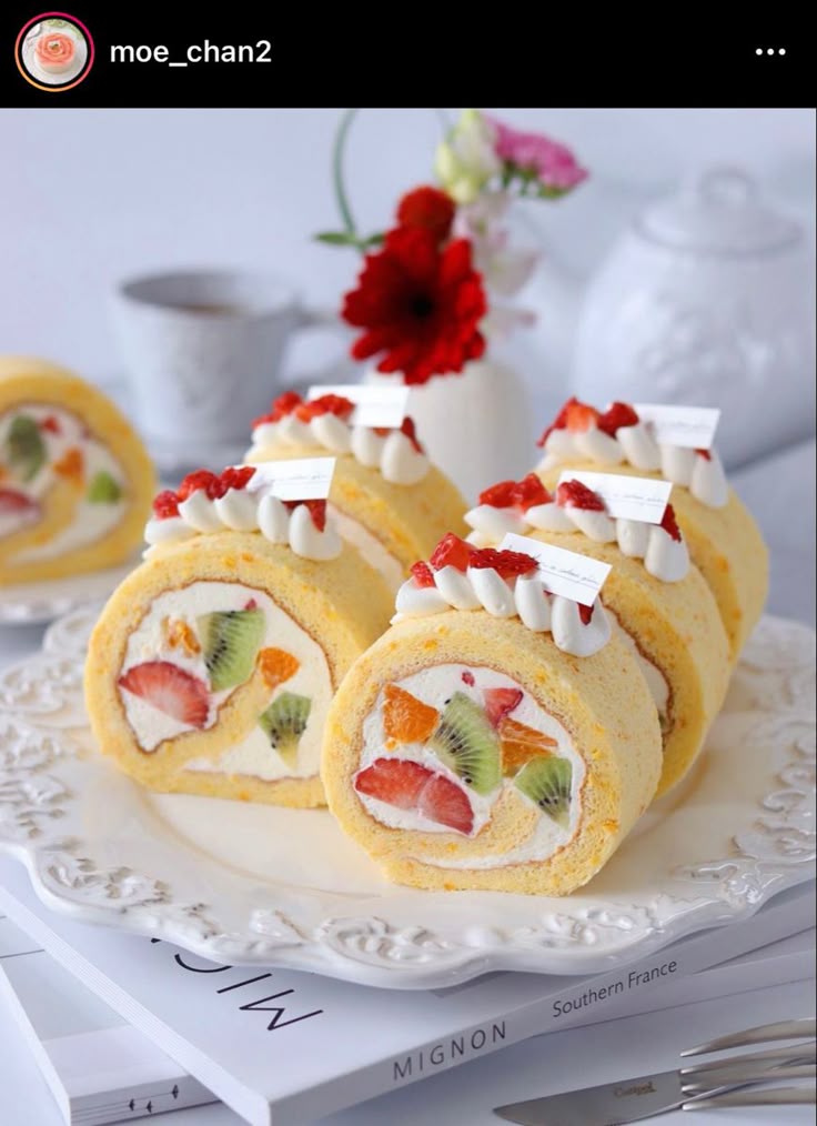 Delicious Japanese Roll Cake with Fresh Fruits