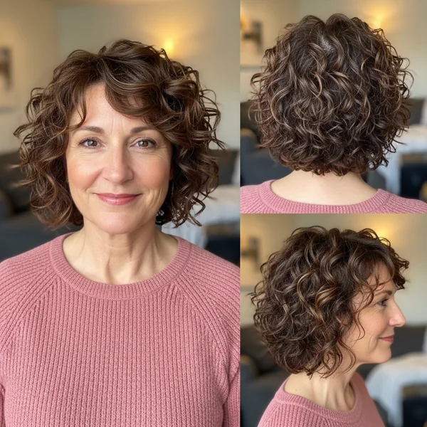 Short Curly Layered Bob