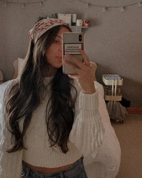 Cream & Red Wavy Bandana