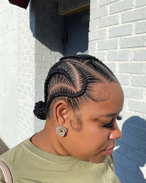 Cornrow Swirl Updo for Black Women