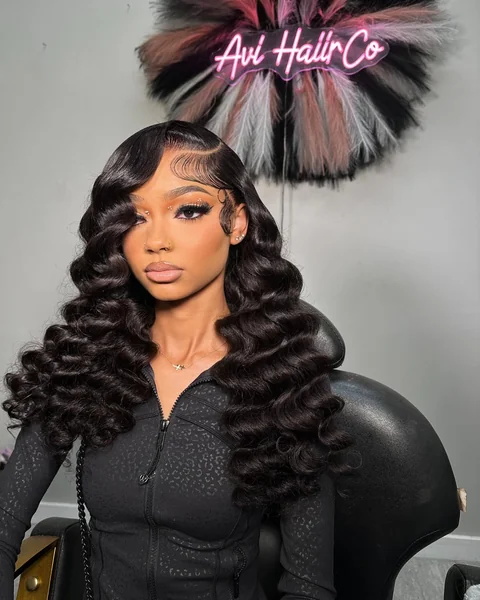 Long Deep Wave Black Frontal Wig