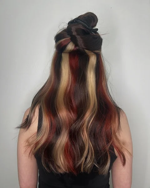 Dark Calico Hair with Red and Blonde Patches
