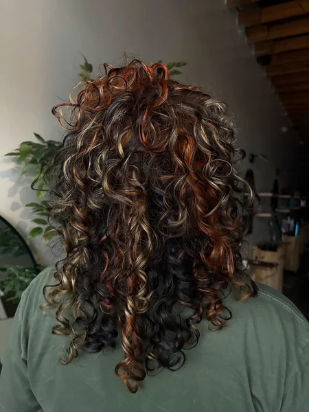 Black Base Calico Curls with Copper and Blonde