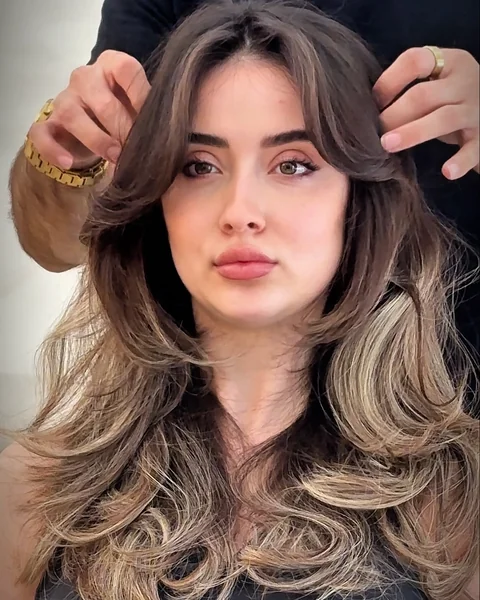 Side Bangs with Balayage Highlights
