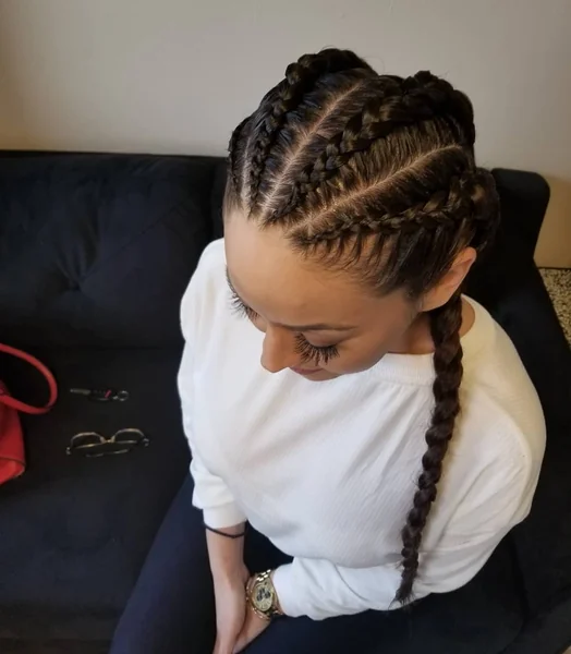 Feed-In Cornrows into Side Braid
