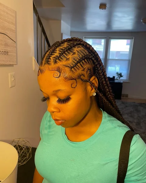 Feed-In Cornrows with Defined Baby Hair