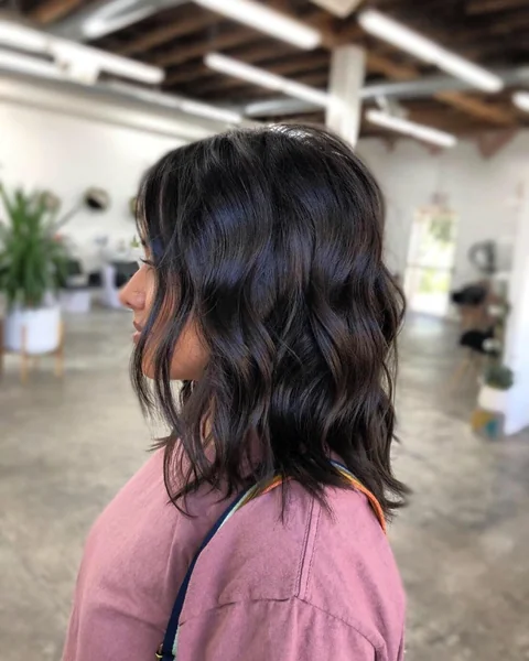Dark Wavy Bob with Textured Layers