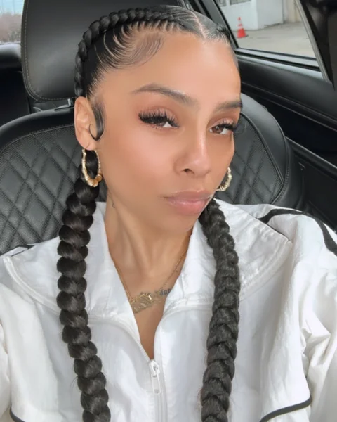 Two Sleek Dutch Braids into Long Ponytails