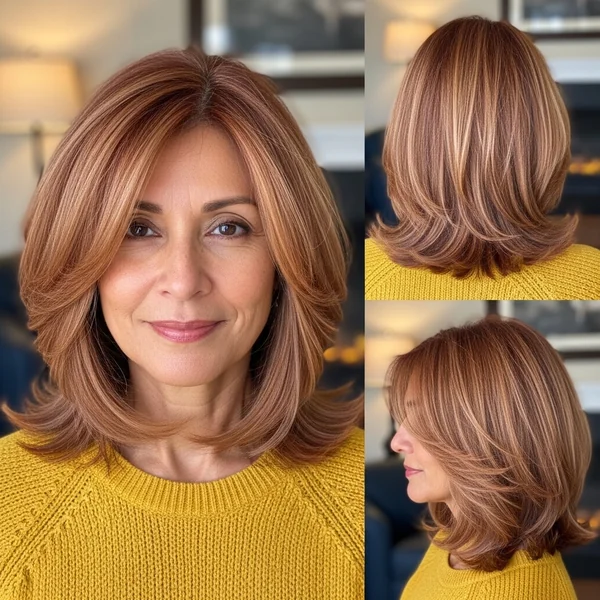 Copper Blonde Bob with Long Layers