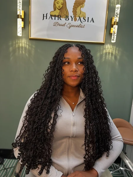 Long Passion Twists with Loose Curls