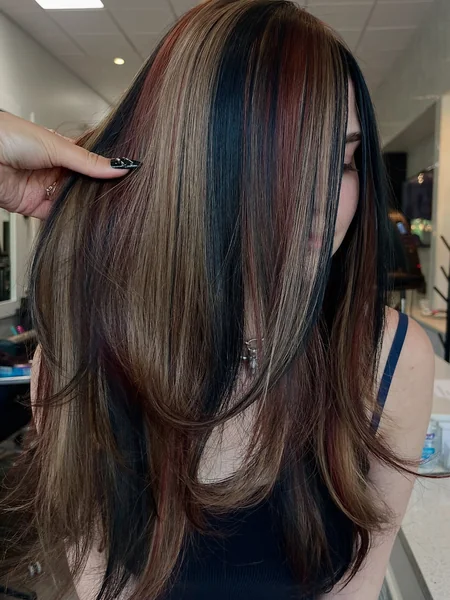 Calico Hair Color Placement on Straight Dark Hair