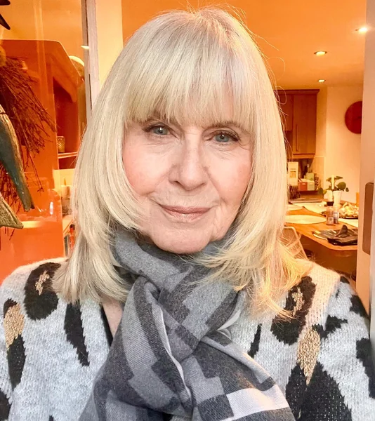 Blonde Medium Length with Straight Bangs