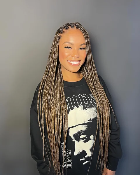 Long Honey Blonde Small Knotless Braids