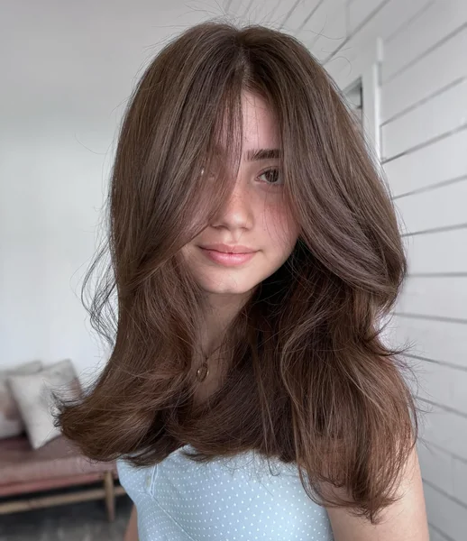 Middle Part Brown Curtain Fringe Hair