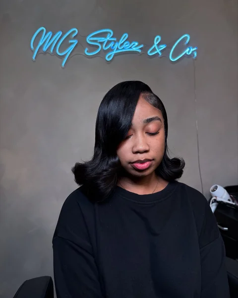 Sleek Black Bob with Side Sweep