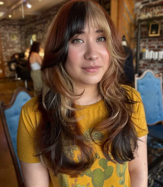 Dark Calico Shag with Auburn and Blonde Tones