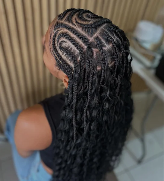Lemonade Braids with Heart Swirl Design and Curls