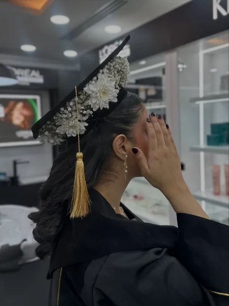 Floral Cap with Elegant Ponytail