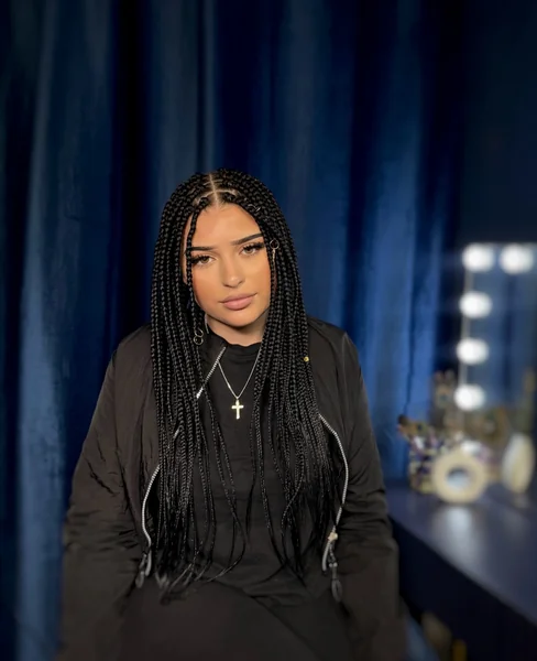 Medium Black Knotless Box Braids