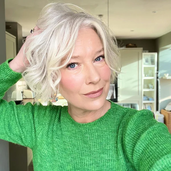 Short White Wavy Bob Over 50