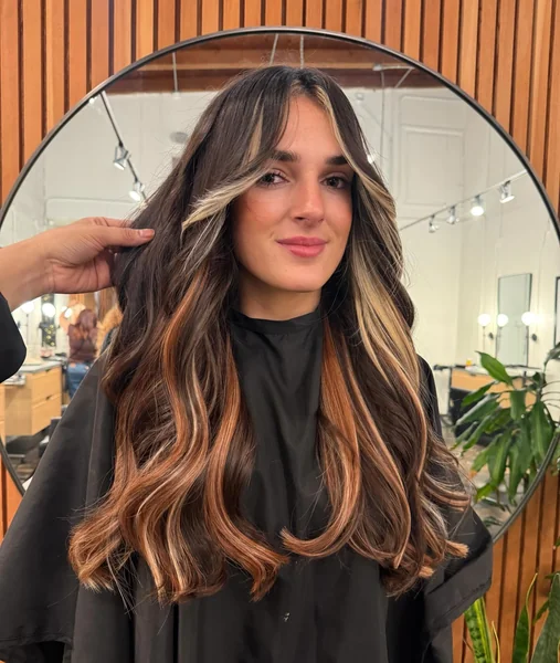 Dark Calico Waves with Caramel and Blonde Money Piece