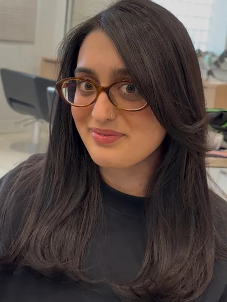 Side Part Medium Straight Dark Hair