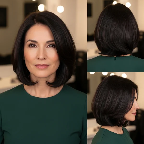 Midnight Brown Layered Bob