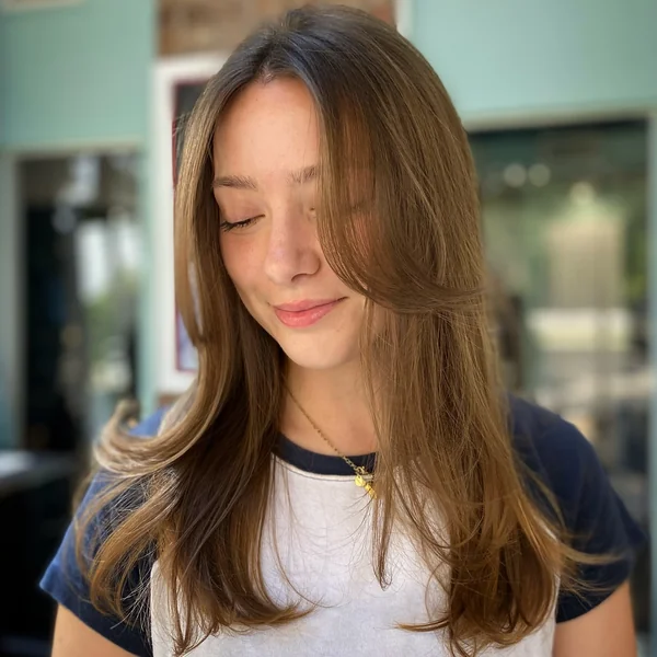 Straight Hair with Deep Side Bangs