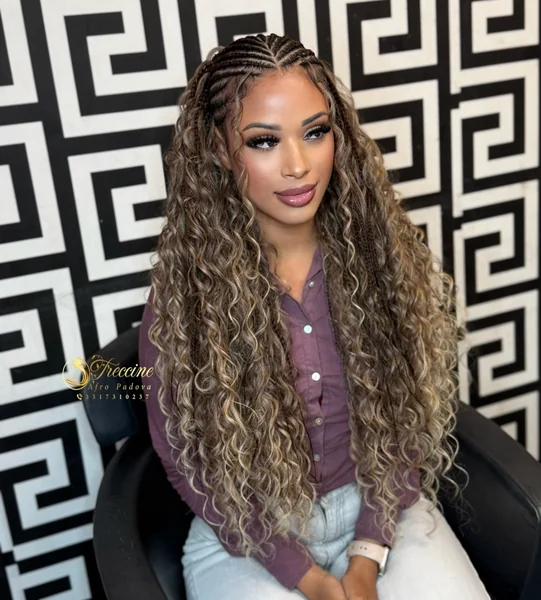 Fulani Braids with Voluminous Boho Curls