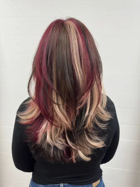 Dark Calico Layers with Burgundy and Blonde