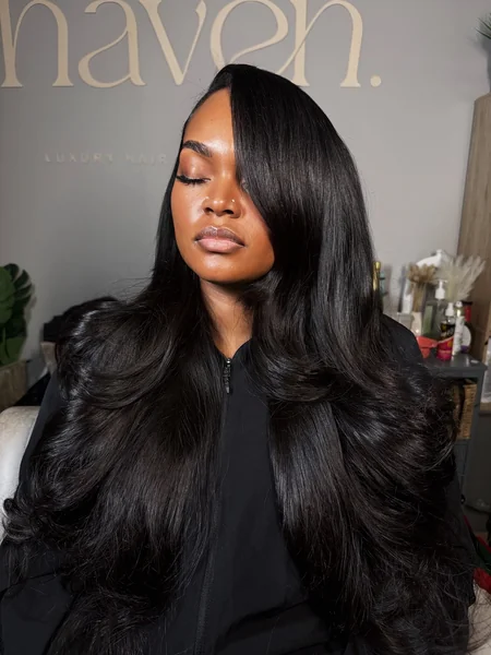 Side Part Straight Weave Black Women