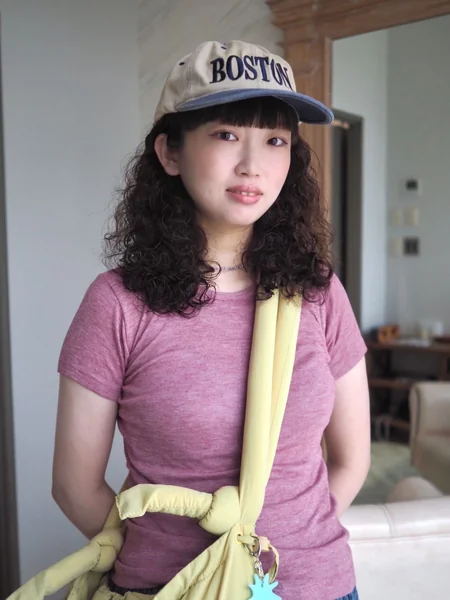 Curly Hair with Boston Baseball Cap