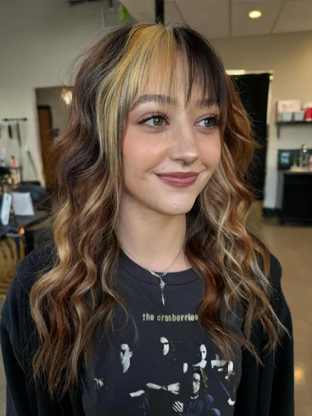 Dark Calico with Golden Blonde Bangs