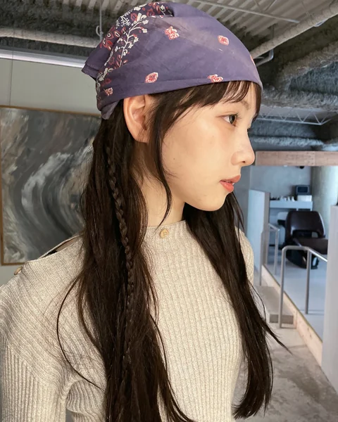 Purple Floral Bandana with Braids