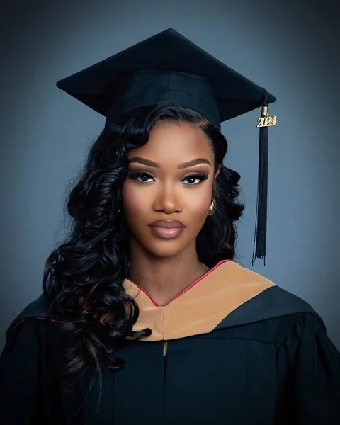 Graduation Hairstyle for Black Women with Cap