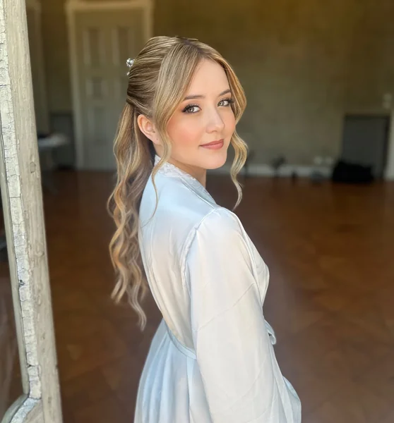 Bridal Half-Up Ponytail with Jeweled Clip