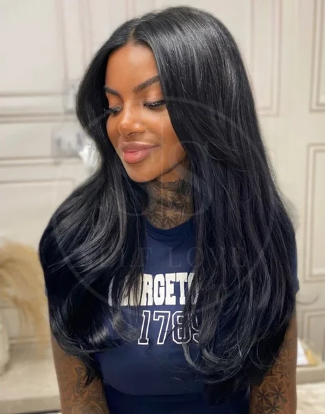 Long Sleek Black Layered Blowout