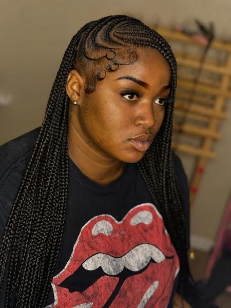 Lemonade Braids with Styled Baby Hairs