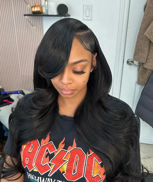 Deep Side Part Straight Sew-In Weave