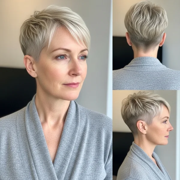 Cropped Blonde Pixie with Short Sides