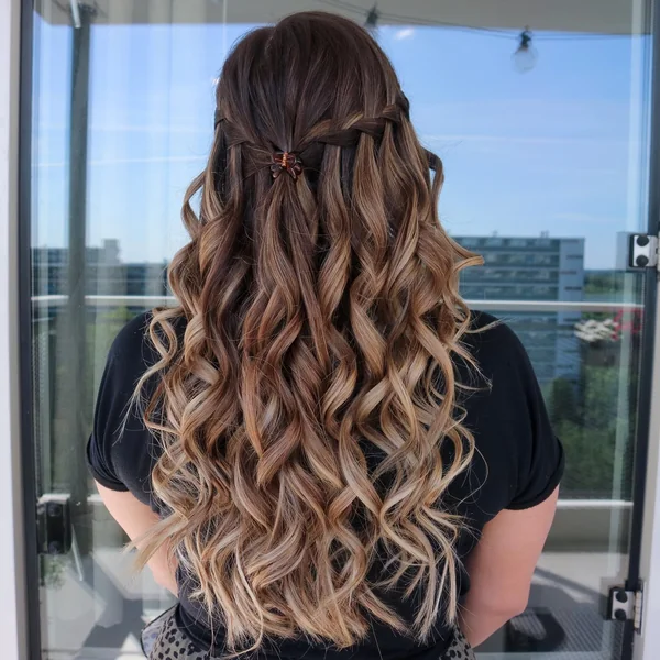 Waterfall Braid Half-Up with Claw Clip