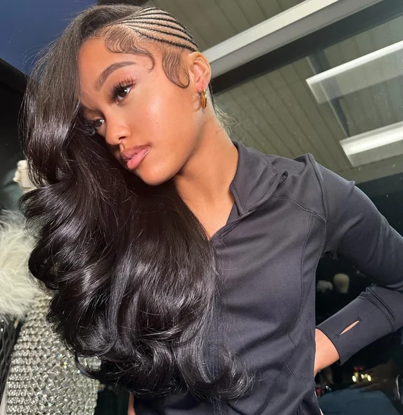 Side Cornrow Quick Weave with Long Body Wave