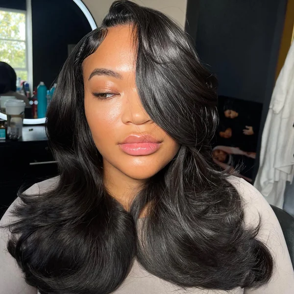 Side-Swept Body Wave One-Eye Style