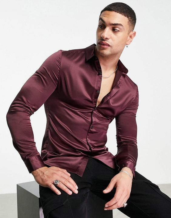 Men's satin dress shirt Men's satin dress shirt