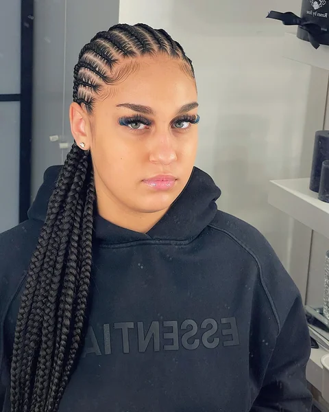 Straight-Back Cornrows into Side Ponytail