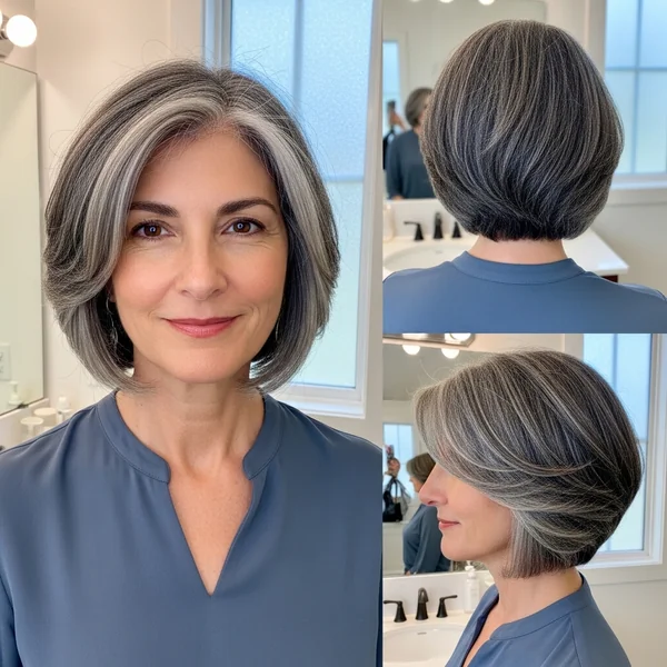 Salt and Pepper Layered Bob