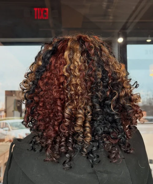 Bold Calico Curls with Black, Burgundy, and Gold