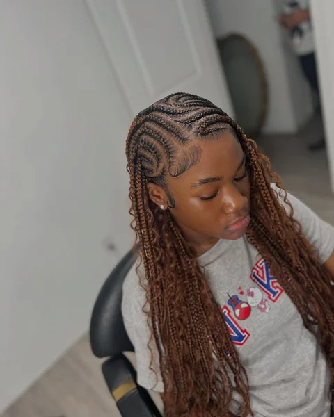 Auburn Lemonade Braids with Curly Tips