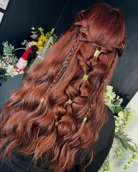 Copper Waves with Braided Gold Cuffs