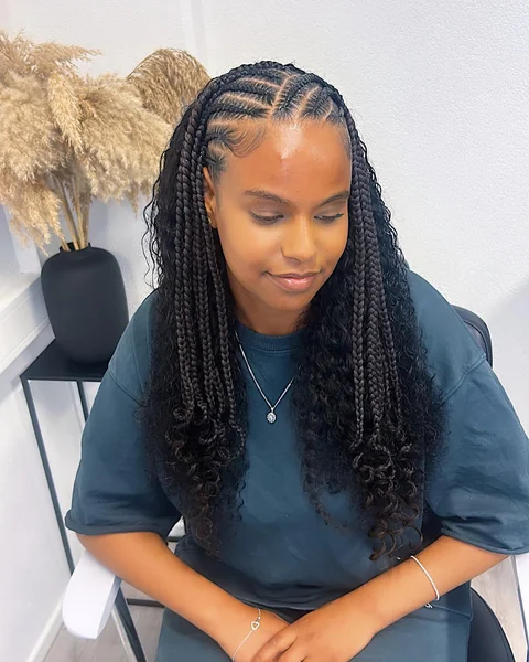 Knotless Braids with Curly Boho Ends